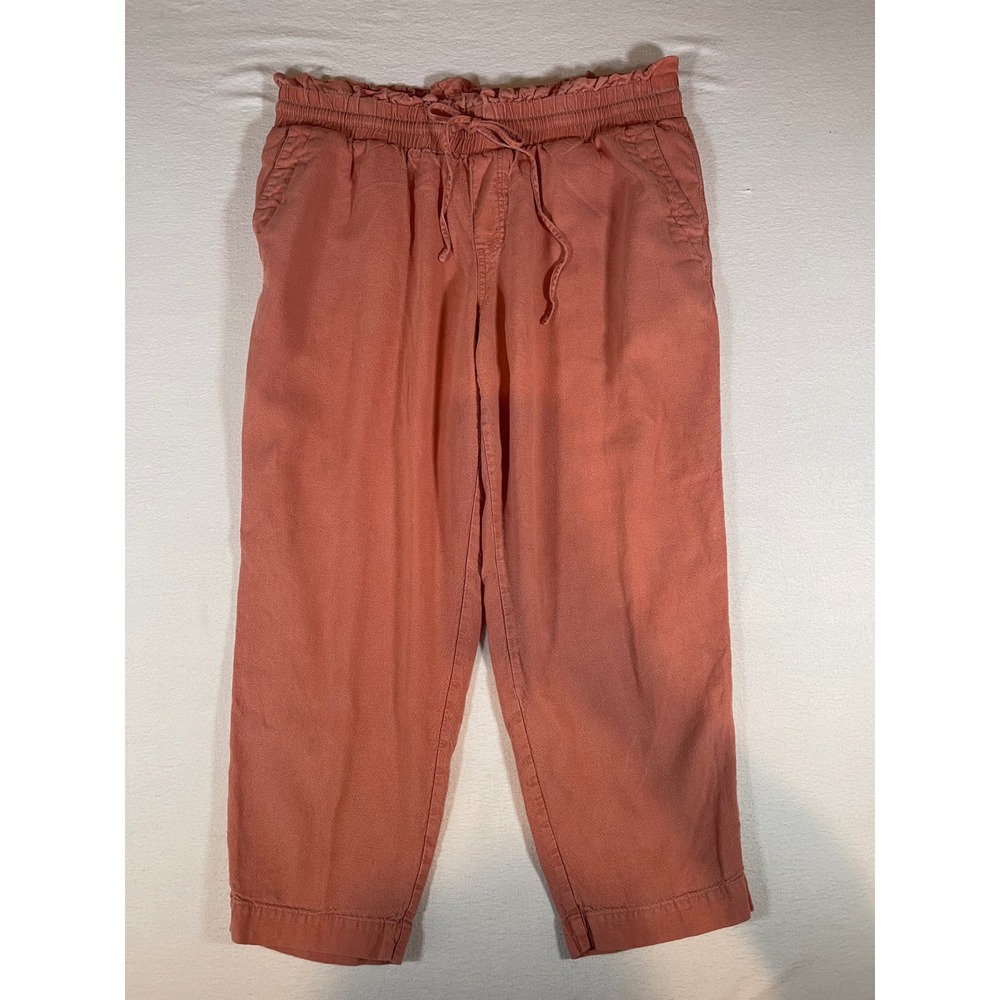A New Day Coral Linen Blend Paperbag Waist Drawstring Pants XL